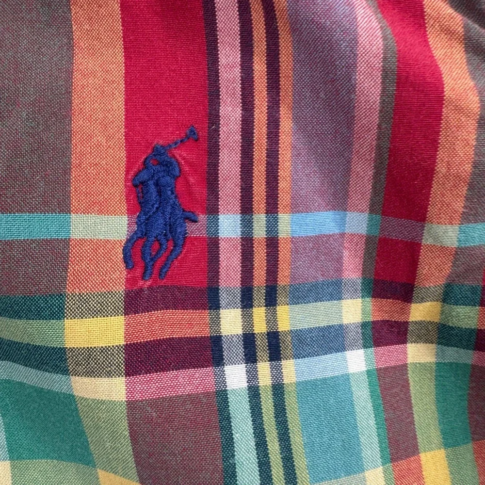 Ralph Lauren Toddler 12M Plaid Button Down Shirt Red Multi Long Sleeve Pony Logo